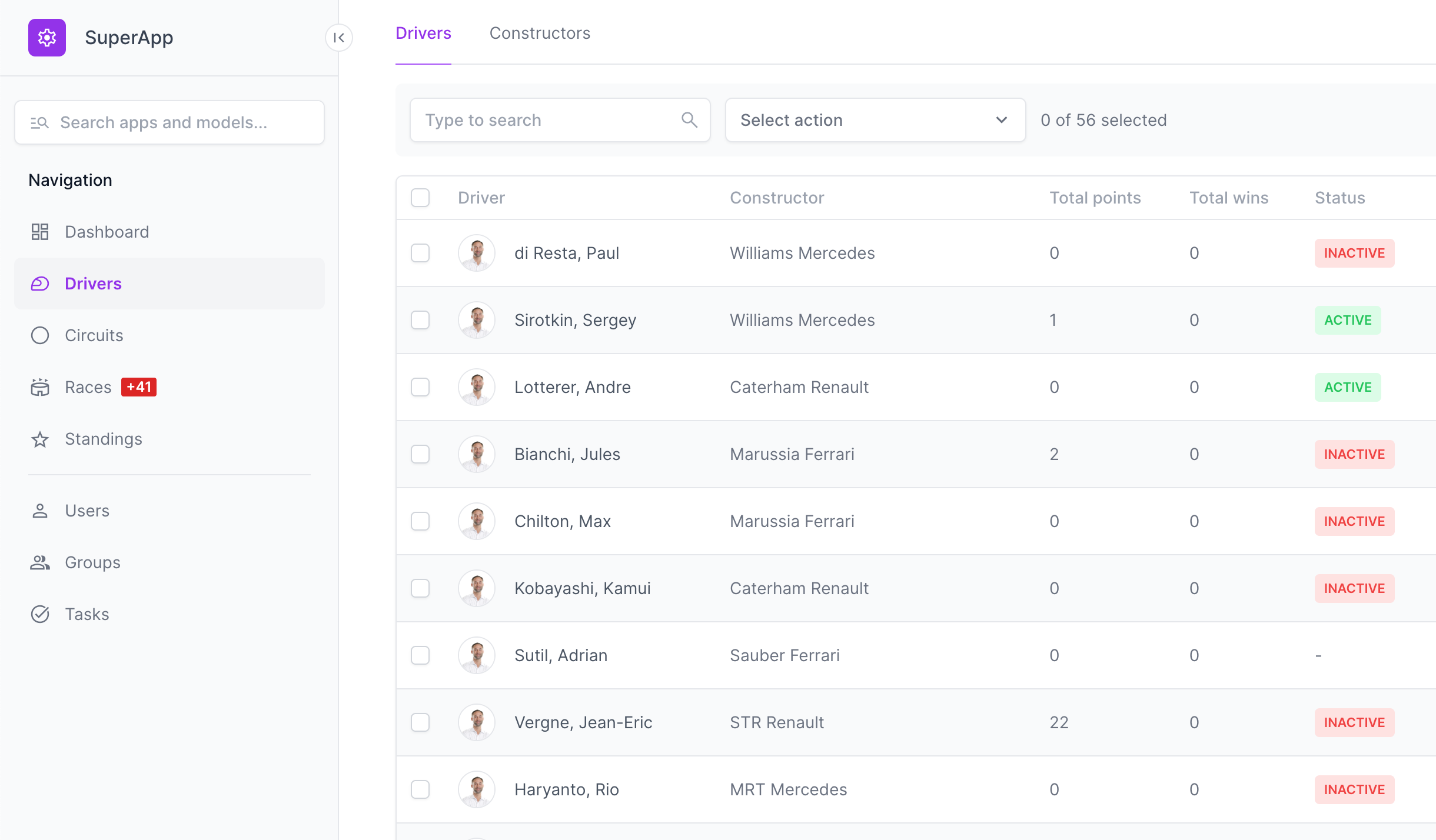 Admin Portal Screenshot